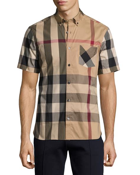 burberry shirt men short sleeve|burberry men's button up shirt.